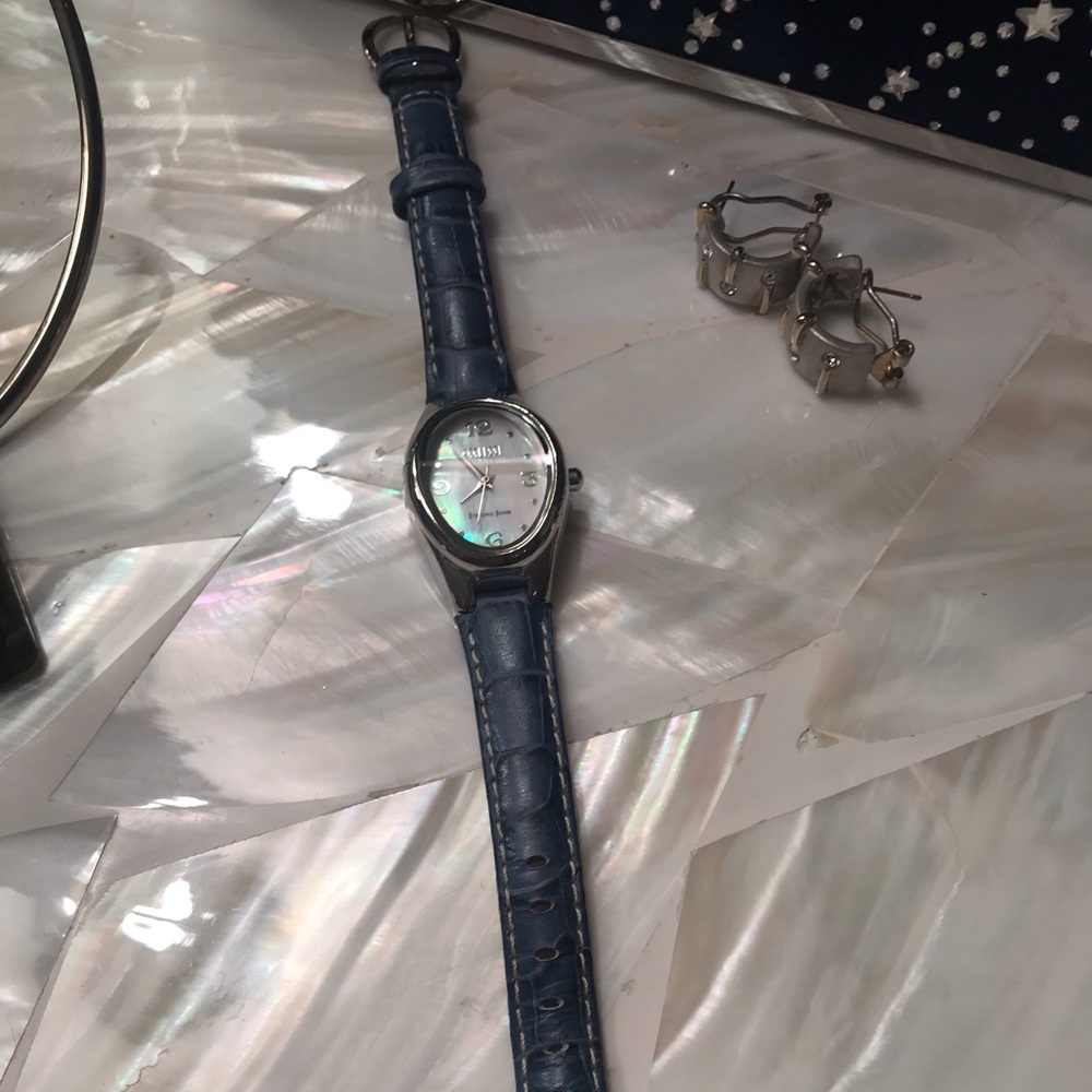 Ecclissi SS watch; slim blue/gray band